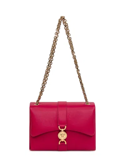Versace Mini Luxe Shoulder Bag In Lipstick Red- Gold