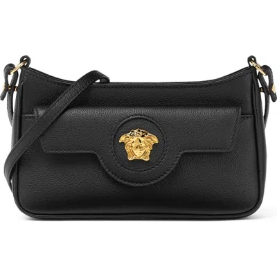Versace Mini Medusa Leather Shoulder Bag In Black  Gold