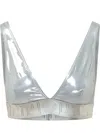 Versace Mini Metallic Bikini Top In Silver