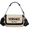 Versace Men's Milano Raffia Bag In Natural Black-ruthenium
