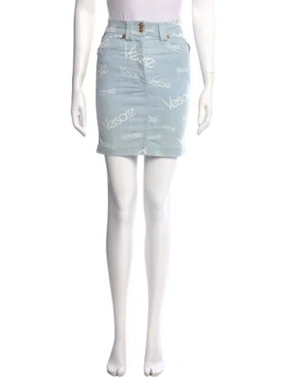 Pre-owned Versace Mini Skirt In Blue
