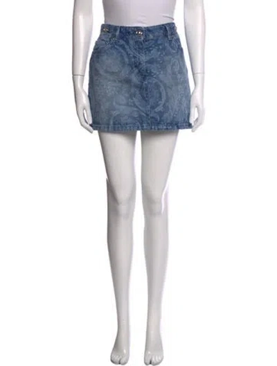 Pre-owned Versace Mini Skirt In Blue