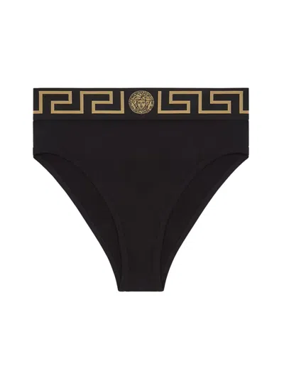 Versace Mini Slip With Greek Design In Black