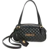 Versace Mini Tag Bowling Quilted Leather Shoulder Bag