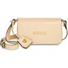 Versace Tag Mini Leather Shoulder Bag In Neutral