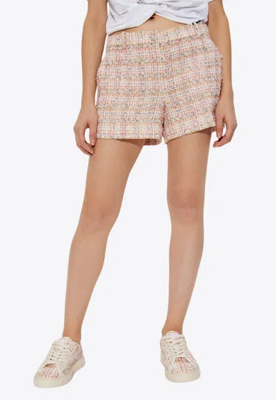 Versace Mini Tweed Shorts In Pink