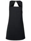 Versace Wool Blend Straight Mini Dress With Cut-out In Black