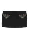 Versace Embellished-pocket Mini Skirt In Brown