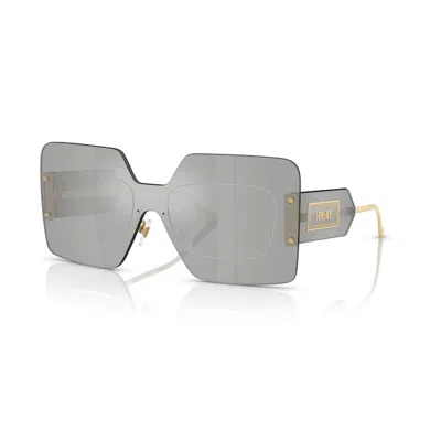 Versace Mirror Silver Shield Ladies Sunglasses Ve2277 10026i 142 In Gray
