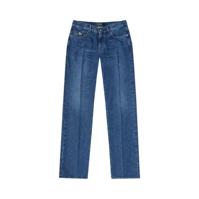 Pre-owned Versace Mitchel Fit Denim Pants 'washed Medium Blue' | Men's Size 34