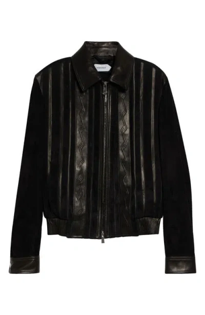 VERSACE VERSACE MIXED MEDIA BLOUSON JACKET