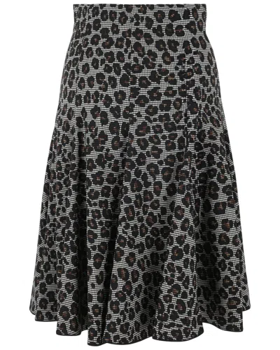 Versace Mixed Print Wool-blend A-line Skirt In Grey