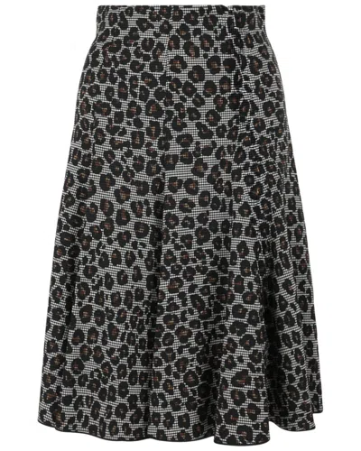 VERSACE VERSACE MIXED PRINT WOOL-BLEND A-LINE SKIRT