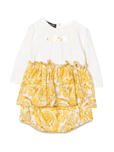 Versace Babies' M/l Baroque Dress With Coulottes In Multicolour