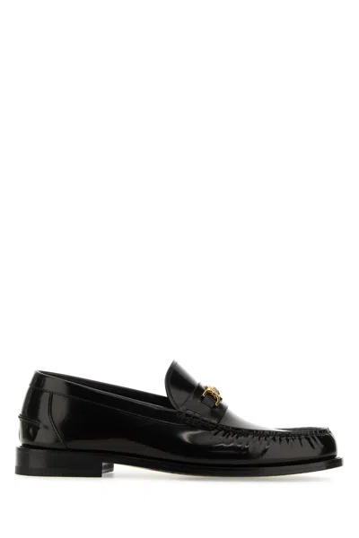 VERSACE VERSACE BLACK LEATHER MEDUSA '95 LOAFERS