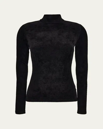 Versace Mock-neck Chenille Sweater In Black