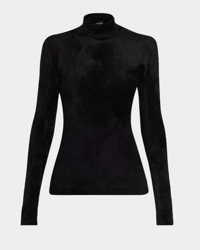 Versace Mock-neck Chenille Sweater In Black