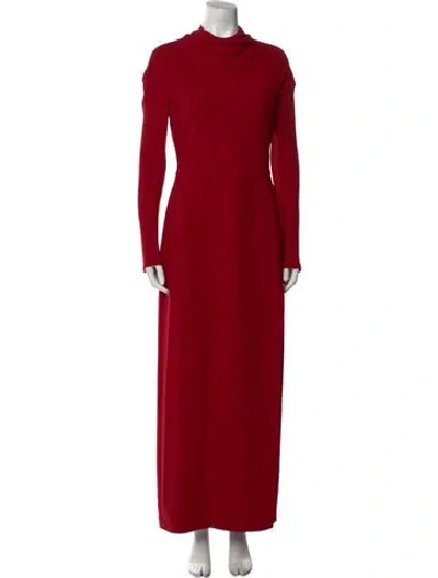 Pre-owned Versace Mock Neck Long Dress In Red