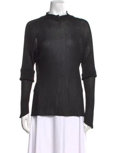 Pre-owned Versace Mock Neck Long Sleeve Top In Black