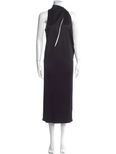 Pre-owned Versace Mock Neck Midi Length Dress W/ Tags In Black