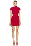 Versace Turtleneck Cap-sleeve Cady Slit Mini Dress In Lipstick Red