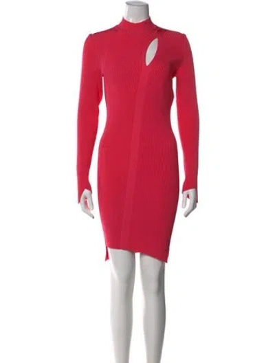 Pre-owned Versace Mock Neck Mini Dress In Pink