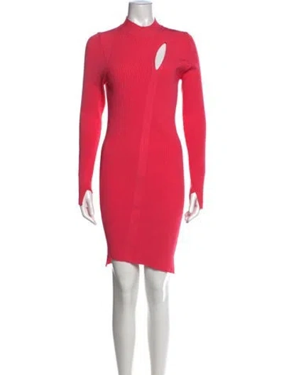 Pre-owned Versace Mock Neck Mini Dress In Pink