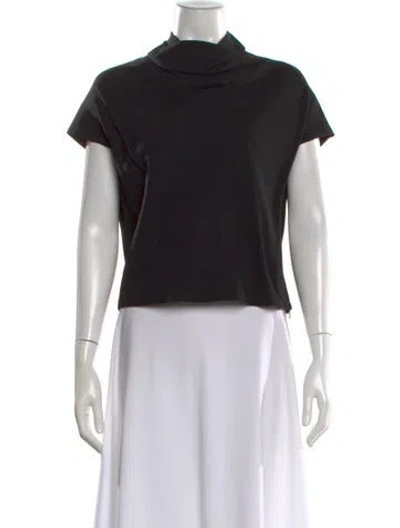 Pre-owned Versace Mock Neck Short Sleeve Top In Black