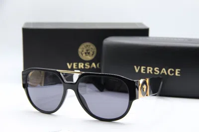 Pre-owned Versace Mod. 4371 Gb1/81 Black Polarize Polarized Authentic Sunglasses 58-16 In Gray