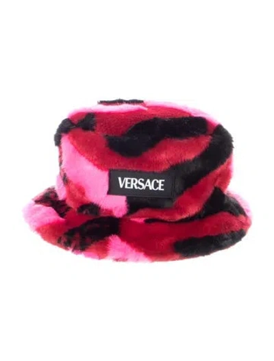 Pre-owned Versace Modal Patterned Bucket Hat In Red