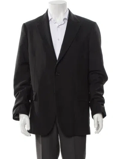 Pre-owned Versace Mohair Peacoat In Black