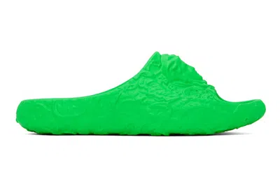 Pre-owned Versace Molded Barocco Pool Slide Lime