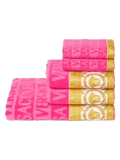 Versace Monogram Barocco 5-piece Towel Set In Pink
