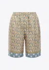 Versace Silk Bermuda Shorts With All-over Logo
