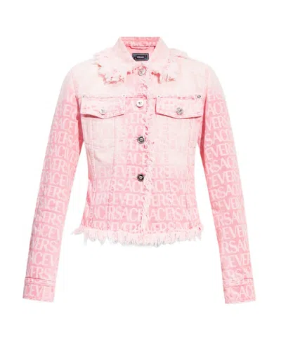 VERSACE MONOGRAM-JACQUARD COTTON DENIM JACKET