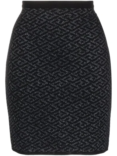 Versace La Greca Medusa Jacquard Knit Skirt, Female, Black, 44