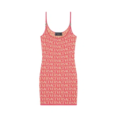 Pre-owned Versace Monogram Knit Mini Dress 'fuchsia Pink' | Women's Size 38