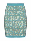 Versace Logo-print Cropped Cardigan In Turquoise