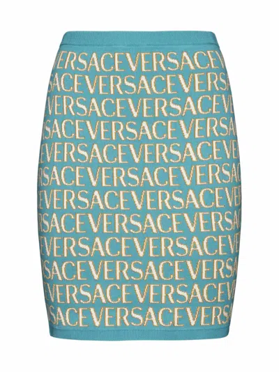 VERSACE MONOGRAM KNIT MINI SKIRT