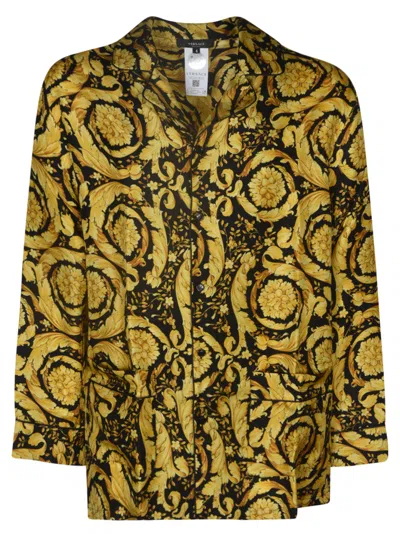 Versace Monogram Print Shirt In Gold