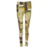 Versace Mosaic Barocco Print Stretchy Legging Pant In Gold