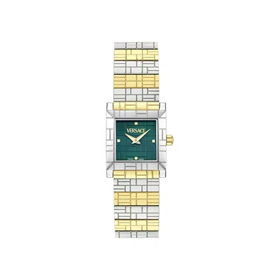 Pre-owned Versace Mosaic Bracelet Watch 'two Tone' | Silver | Women's Size Onesize