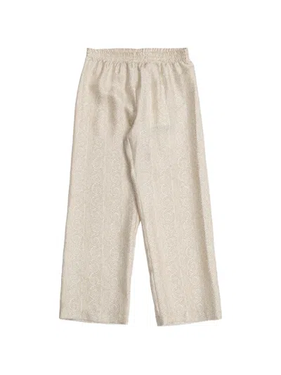 Versace Babies' Mosaic-print Silk Trousers In Neutral
