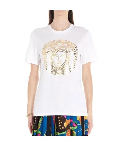 Versace Motif Detail T-shirt In White
