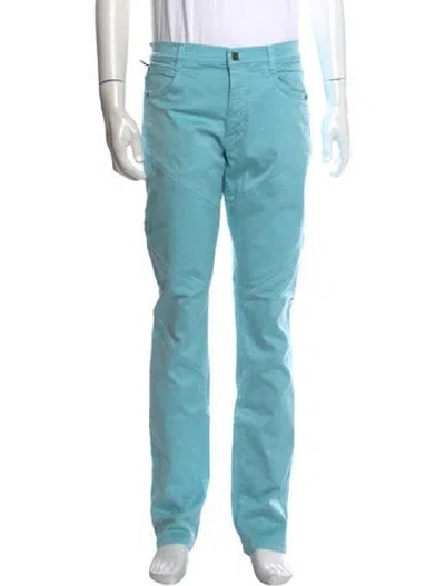 Pre-owned Versace Moto Pants In Blue