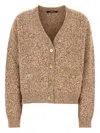Versace Dual-tone Wool Blend Cardigan In Brown