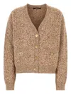 Versace Dual-tone Wool Blend Cardigan In Brown