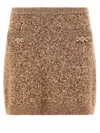 Versace Minigonna In Misto Lana Vergine Bicolor Donna In Brown
