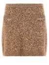 Versace Minigonna In Misto Lana Vergine Bicolor Donna In Brown