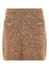 Versace Minigonna In Misto Lana Vergine Bicolor Donna In Brown